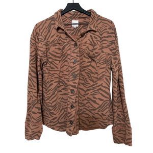 Kensie Brown Vintage Zebra Shirt Jacket Size M